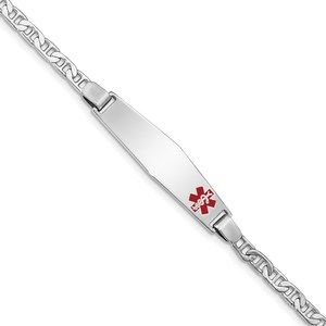 925 Sterling Silver Nautical Rhodium-plated Medical ID Anchor Link Bracelet, 8"